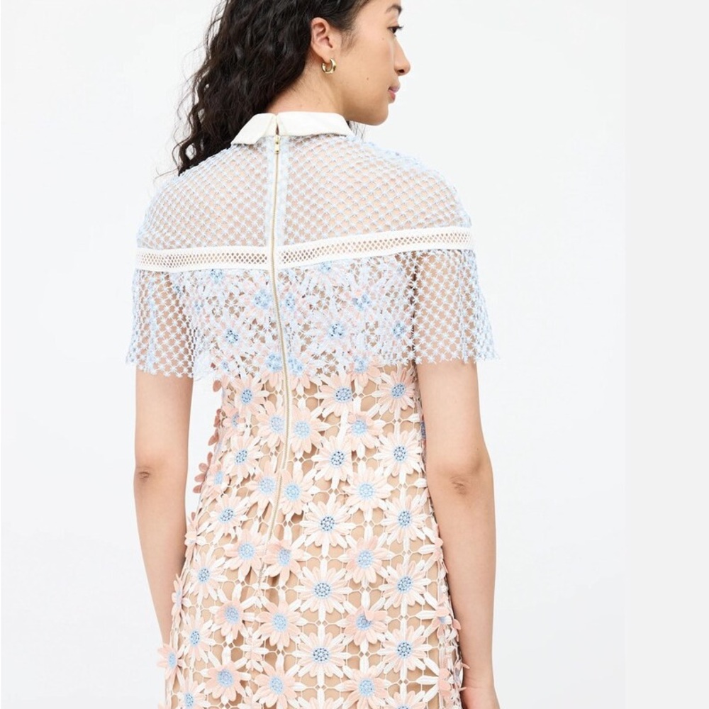 Self-Portrait Pink & Blue Lace Midi Dress - UK 8 / US 4 - Picture 7 of 10